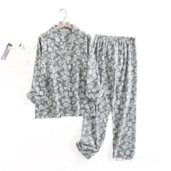 Women's Cotton Flannel Pajama Set | Plaid Long Sleeve Long Pants Loose Autumn Winter Sleepwear