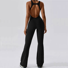 Women's Solid Yoga Jumpsuit | One-Piece Buttock-Lifting Fitness Bodysuit Workout Activewear