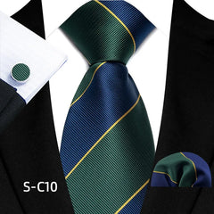 Luxury Business Tie Set — 8cm Men’s Formal Striped Necktie with Matching Accessories