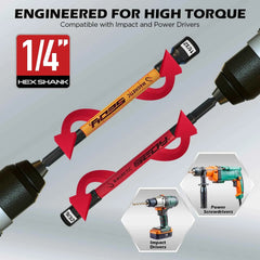 11 Pcs Magnetic Nut Driver Set SAE 9/16"-1/4", 6" Impact Nut Driver+PH2 Bits