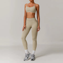 Women's 2/3-Piece Seamless Yoga Tracksuit | Gym Sports Bra & Leggings Fitness Set Sportswear