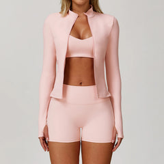 Women's 2/3-Piece Long Sleeve Yoga Suit | Sports Bra Running Workout Gym Tracksuit Athletic Wear