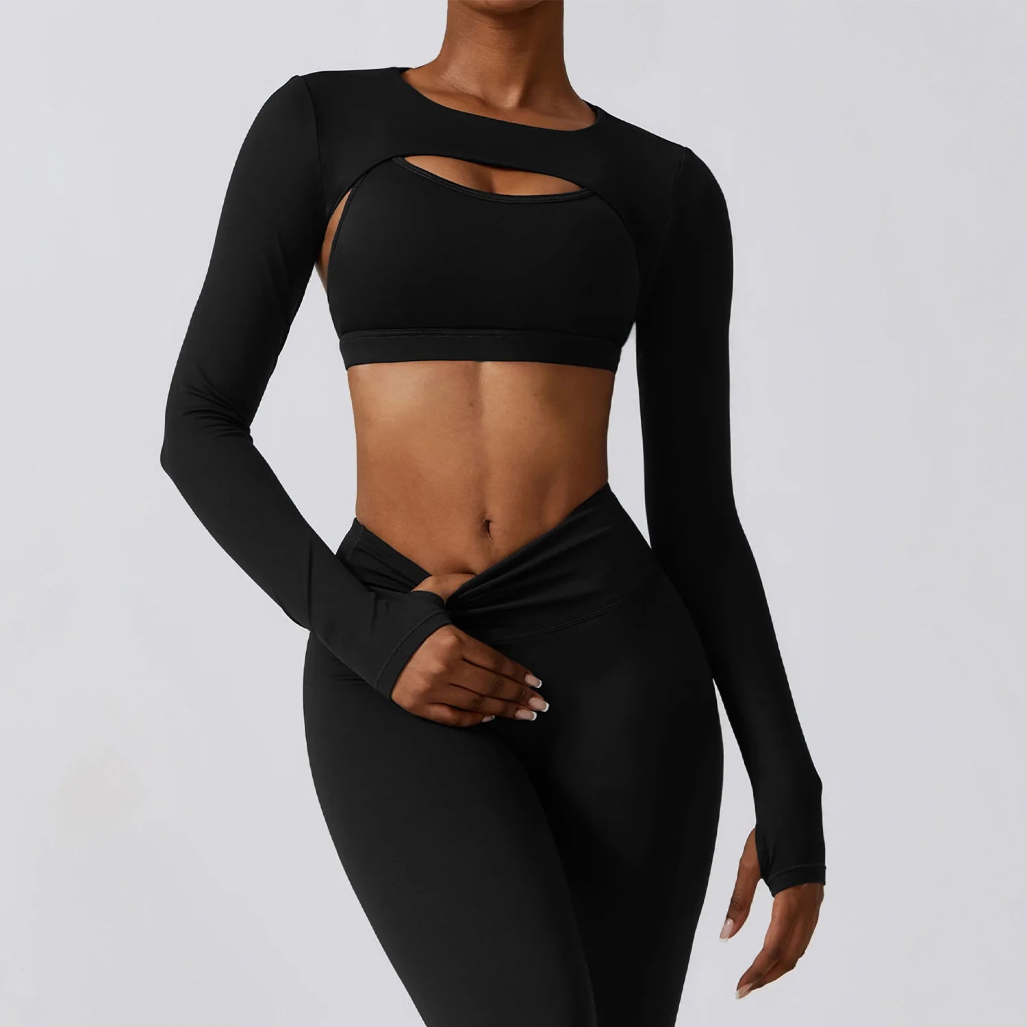 Women's Long Sleeve Shawl Yoga Camisole | Push-Up Nude Fitness Gym Workout Running Sports Top
