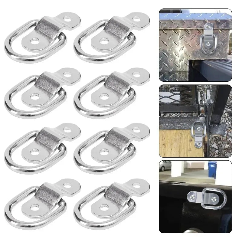 Stainless Steel D-Ring Tie Down Anchor | Lashing Ring Pull Hook for Car Boat Cargo Trailer RV Van