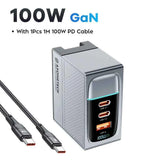 100W GaN Portable Multi-Port Charger | QC4.0 67W PD PPS Display Fast Charger Laptop Tablet iPhone