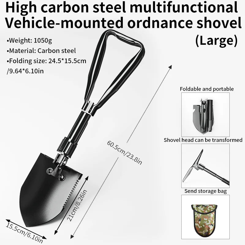 Military Grade Folding Survival Shovel by Snagg A Shovel