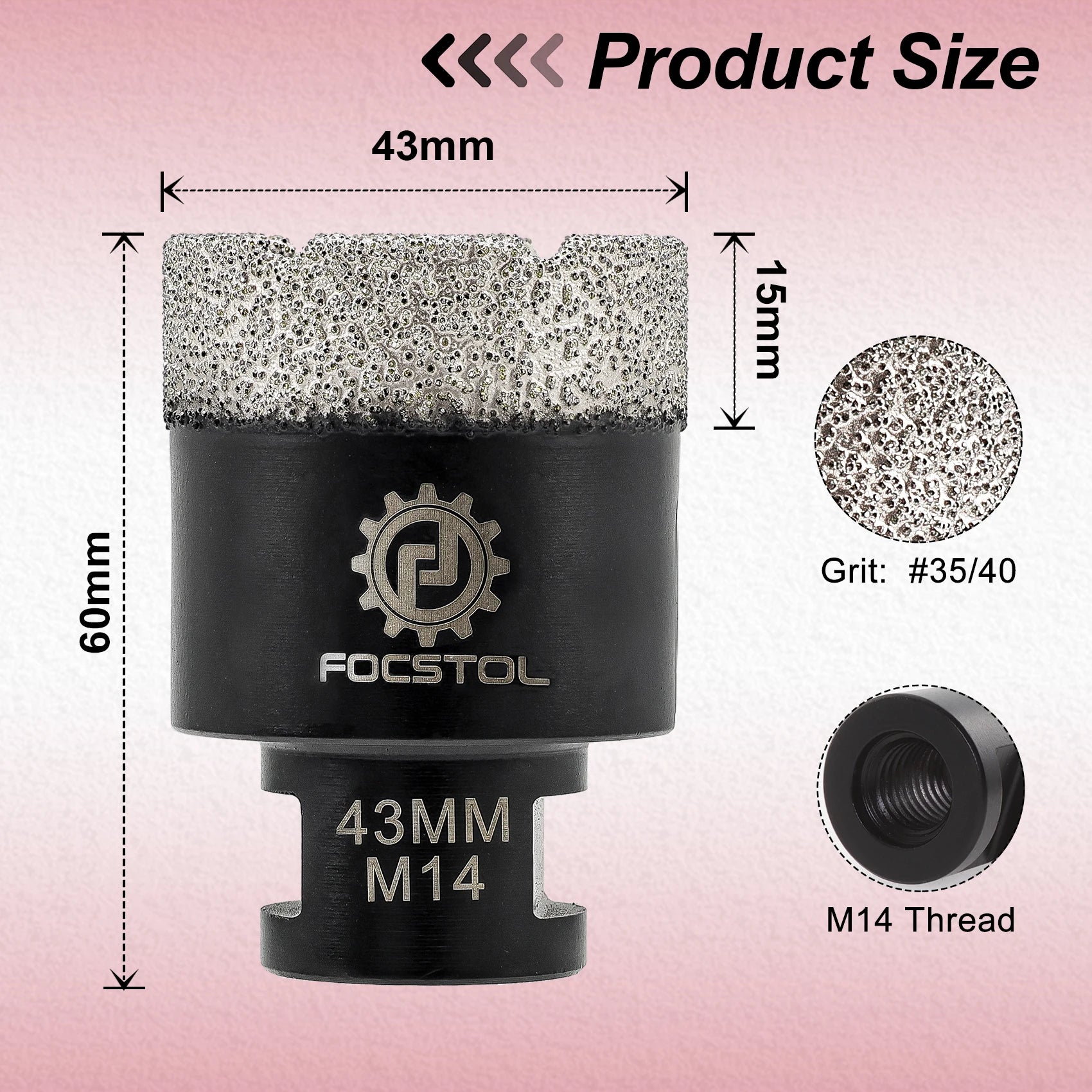 M14 Thread Diamond Core Drill Bit 6–125mm | Tile Hole Saw for Ceramic Marble Granite CE Certified