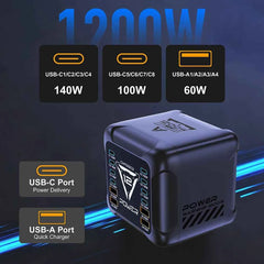1200W GaN USB-C Charging Station | PD3.1 140W PPS Fast Charger MacBook Laptop iPhone Samsung