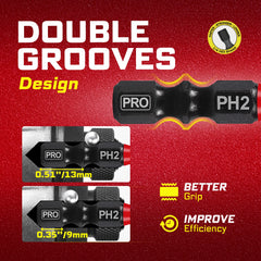 Diamond Coated PH2 Impact Screwdriver Bit Set – 2" Magnetic S2 Steel Insert Bits with Tubes for High-Torque Applications