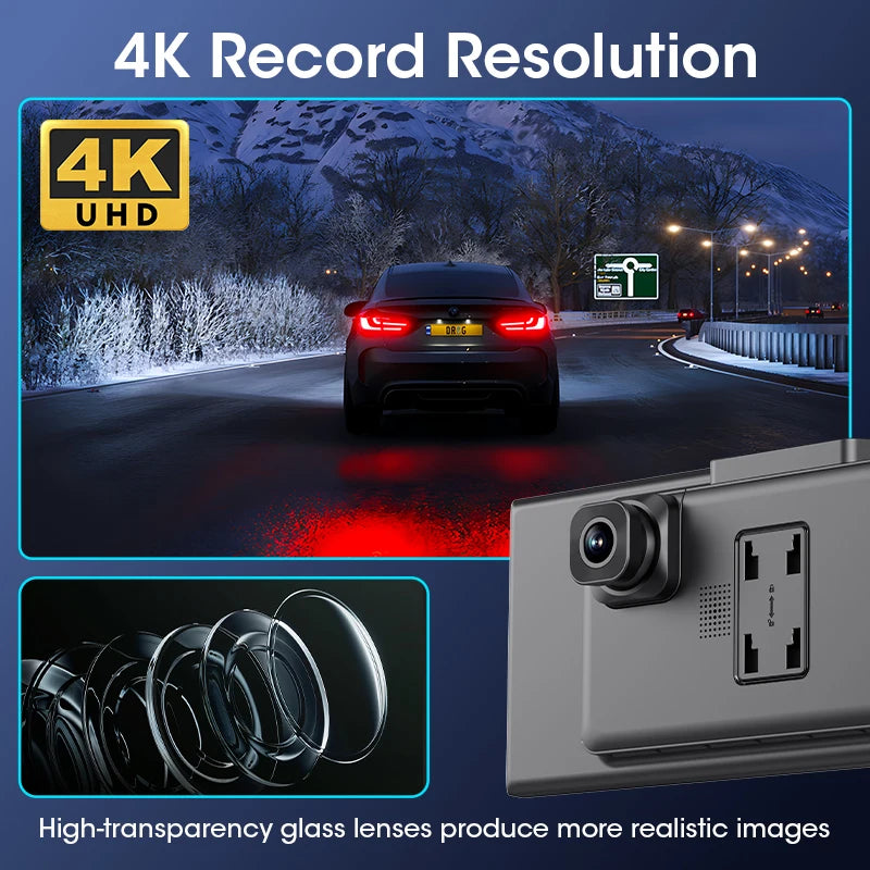 11.26" 4K Car DVR – Portable Dash Cam with Wireless CarPlay, Android Auto & 5G WiFi Navigation by Snagg A Car DVR