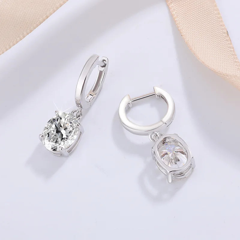Oval Moissanite Drop Earrings by Snagg An Earring