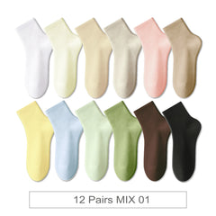 12 Pair Soft Cotton Ankle Colourful Socks Everyday Breathable Set