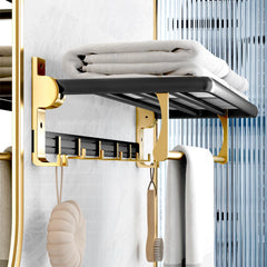 Black & Gold Aluminum Wall-Mounted Towel Rack – 60 cm by Snagg A Rack