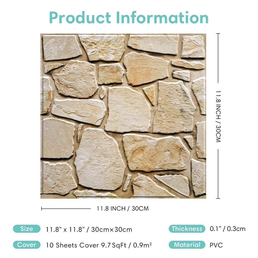 3D Faux Stone Tile Stickers - SnaggIt