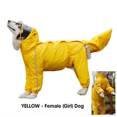 Hooded Waterproof Dog Raincoat – Full-Cover Jacket with Removable Tail Cover for Large Dogs (Up to 10XL)