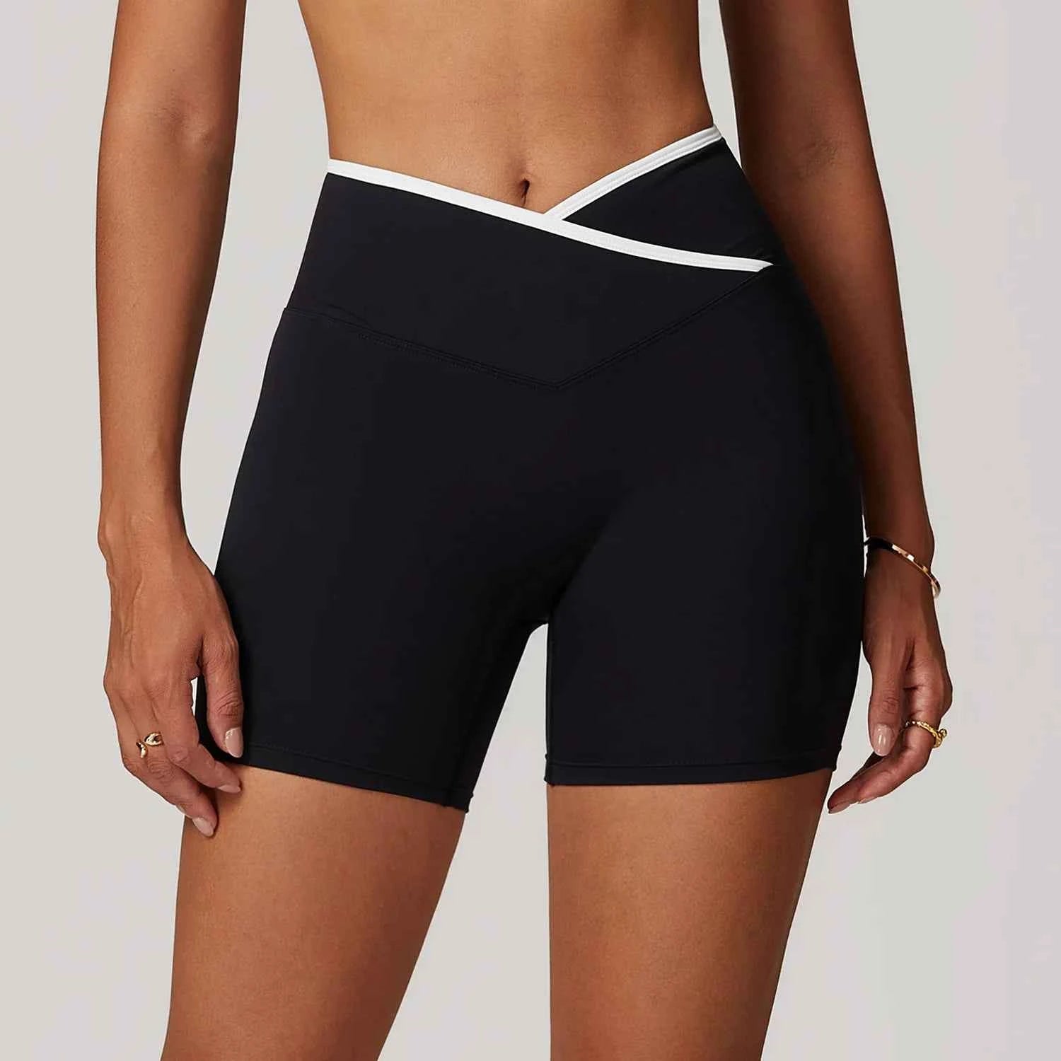 Women's V-Waist High Waist Yoga Shorts | Breathable Running Cycling Gym Fitness Workout