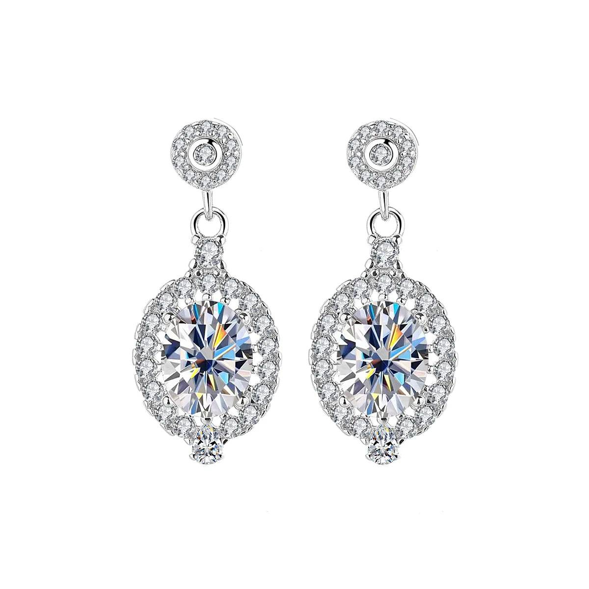 1.5CT Oval Moissanite Drop Earrings - SnaggIt