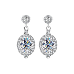 1.5CT Oval Moissanite Drop Earrings - SnaggIt