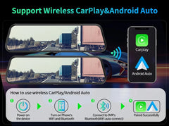 4K Smart Rearview Mirror | Wireless CarPlay & Android Auto Dash Cam