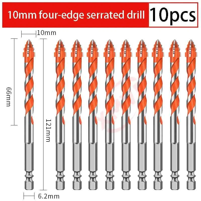 Four Edge Serrated Eccentric Drill Bit Set & High Hardness Multi Material Dry Drilling Bits
