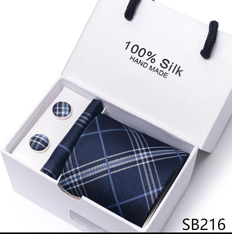 Solid Colour Necktie with Matching Handkerchief & Cufflinks - SB216 - Others In Fashion