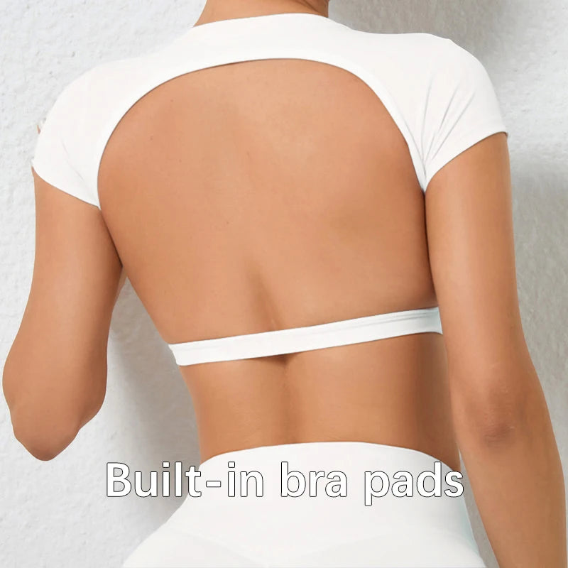 Women's Backless Sports Crop Top | Breathable Workout Yoga Gym Fitness Sportswear Summer