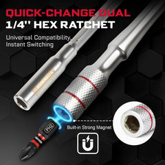 Mini Ratchet Wrench Set 33pcs | 1/4" Adapter S2 Steel Magnetic Screwdriver Bits Colour-Coded Base