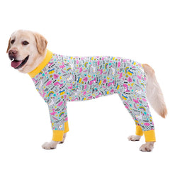 Dog Pyjama Jumpsuit for Medium & Large Dogs – Cosy Full-Cover Belly Recovery Suit (Cuttable Panel)