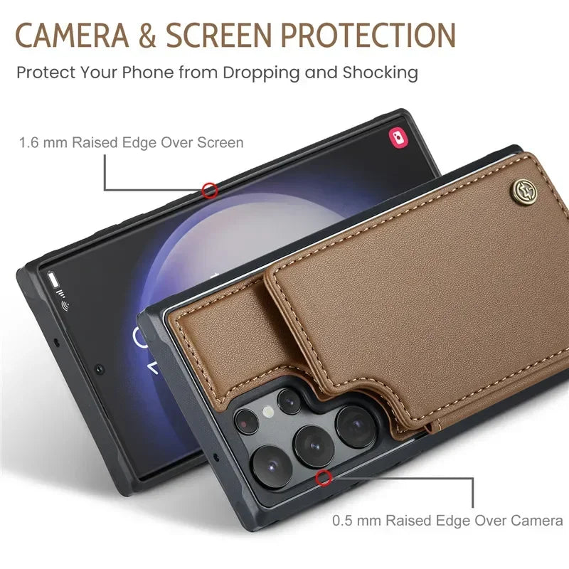 Luxury Leather Wallet Card Case – Samsung Galaxy S22 Series - Phone Cases & Covers