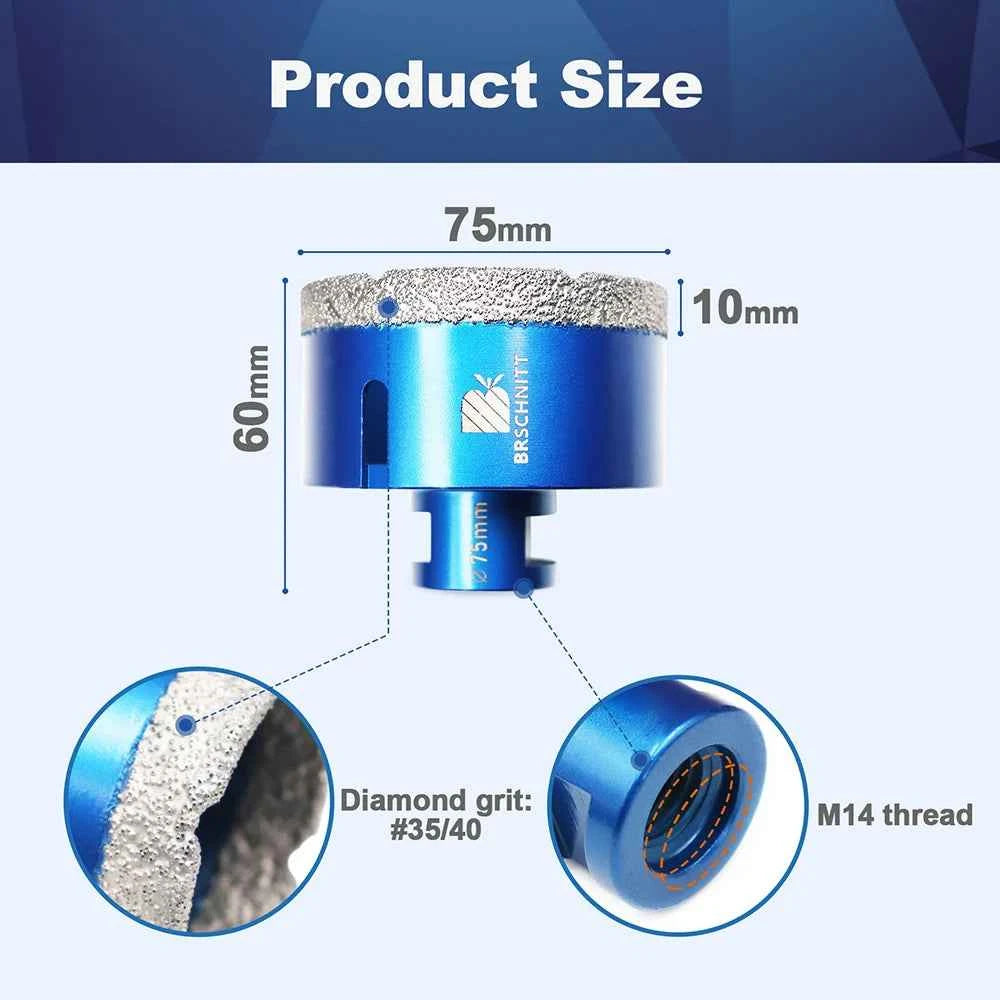 Vacuum Brazed Diamond Core Drill Bit & Heavy Duty Hole Saw for Granite, Porcelain, and Ceramic