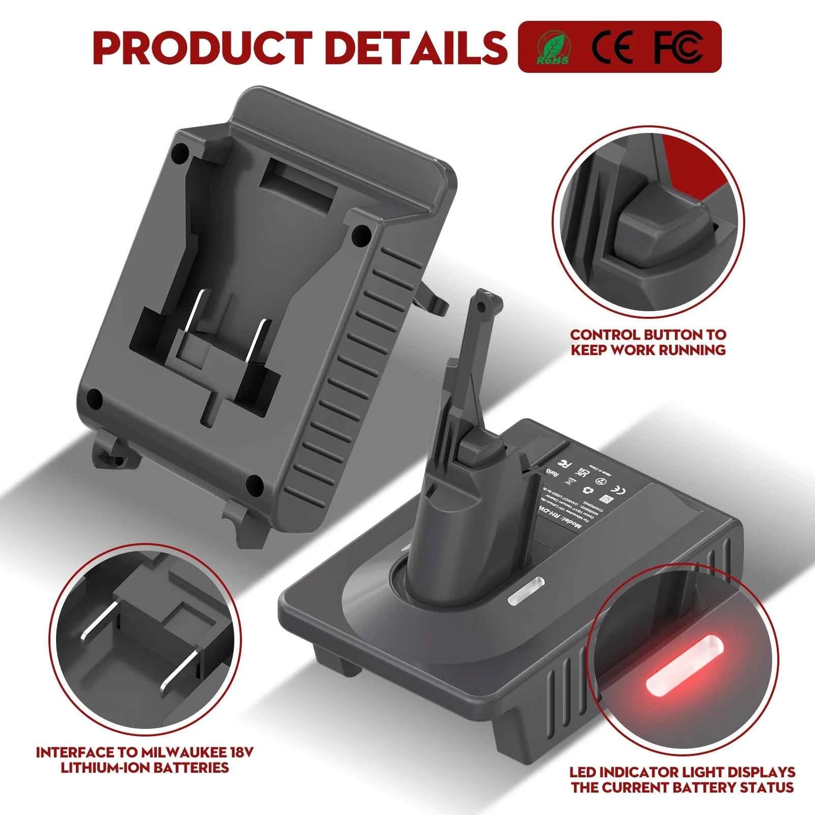 Milwaukee M18 battery adapter for Dyson V7 and V8 vacuums – image 4