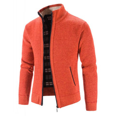Men’s Single Breasted Knit Cardigan | Slim Fit Mandarin Collar Sweater Coat