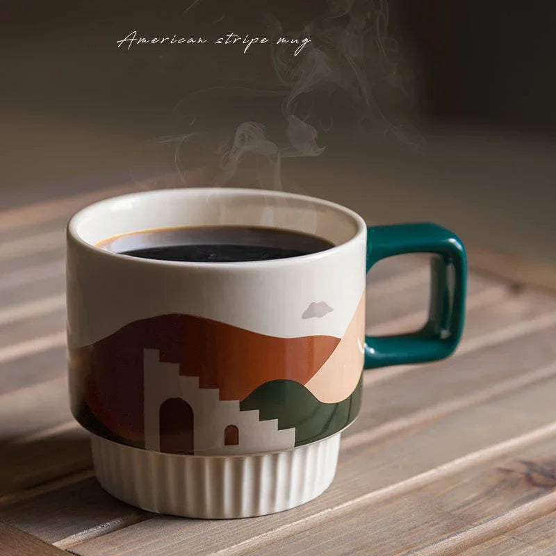 Retro Ceramic Coffee Cup Hand Grip Mug For Home Use Gift by Snagg A Cup