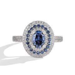 1ct Blue Oval Moissanite Ring - SnaggIt