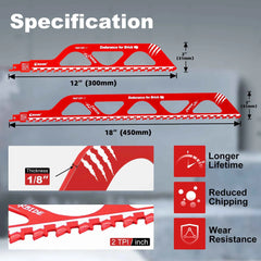 Professional Carbide Masonry Reciprocating Saw Blade | 12" & 18" Demolition Blades for Aerated Concrete, Brick & Cinder Block