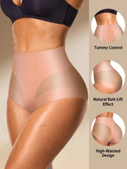 High Waist Seamless Briefs 2-Pack | Contrast Mesh Breathable Soft Women's Underwear