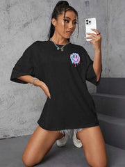 Women's Smile Face Print T-Shirt | Street Casual All-Match Soft Hip Hop Breathable Fashion Tee