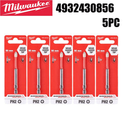 Milwaukee SHOCKWAVE™ PH2 Cross Impact Bit (90mm) – Wear Guard Technology - 5 Pcs
