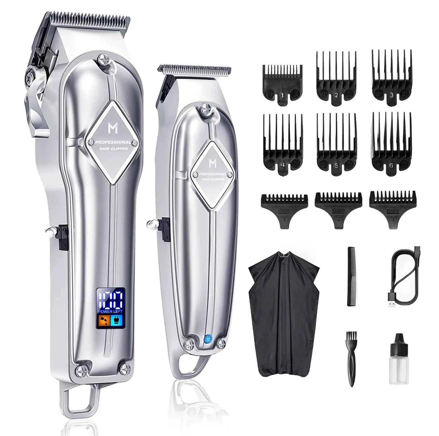 Professional 2 Piece Cordless Grooming Suite – All in One Master Clipper & Precision T Blade Trimmer Kit