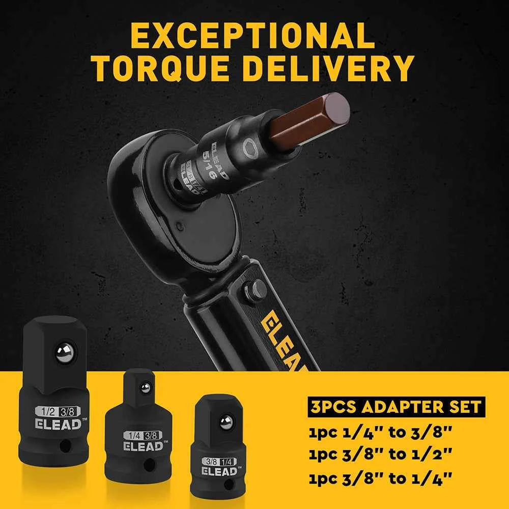 16 Piece SAE Hex Bit Impact Socket Set - Premium S2 Steel 5/64"-9/16" Allen Socket Set with Socket Adapters
