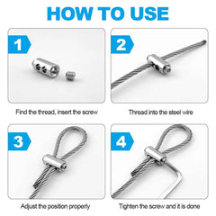 Stainless Steel Wire Rope Clamps 2/3mm | Adjustable Screw Cable Fastener Clip Sling Fitting 10pcs