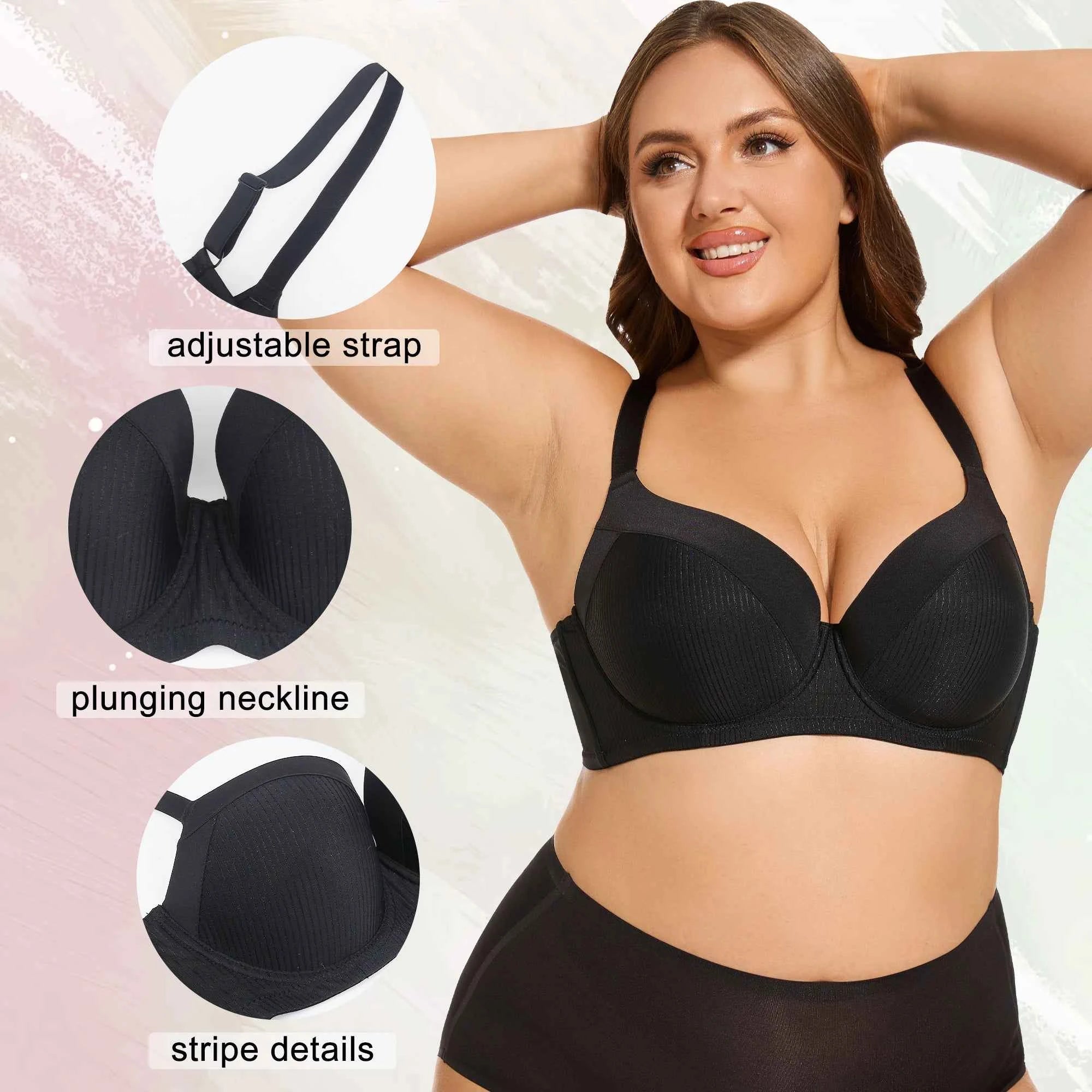 Plus Size Push Up T-Shirt Bra | Lightly Padded Full Coverage Underwire Lifting Support