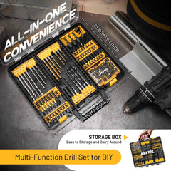 105 Pcs Professional Master Drill & Driver Set | HSS, S2 Steel & Masonry Multi Material Kit