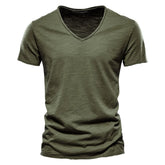 Combed Cotton V-Neck Tee | Essential Summer Fitness & Daily Top