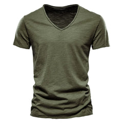 Combed Cotton V-Neck Tee | Essential Summer Fitness & Daily Top