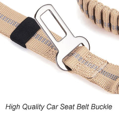 Bungee Dog Leash with Car Seatbelt – Heavy-Duty Reflective No-Pull Tactical Lead for Large Dogs