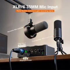 Audio Interface Mixer – 48V Phantom Power with Gain Control for XLR Condenser Microphones & Podcast Recording by Snagg An Audio Mixer