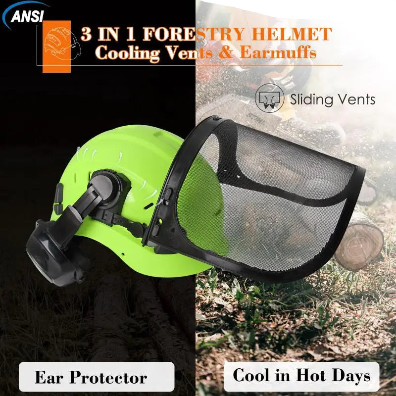 Forestry Safety Helmet With Earmuffs Face Shield by Snagg A Safety Helmet