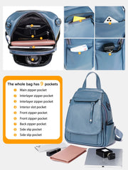 Genuine Leather Women's Fashion Backpack – High-Quality School & Travel Shoulder Bag with Multifunctional Pockets