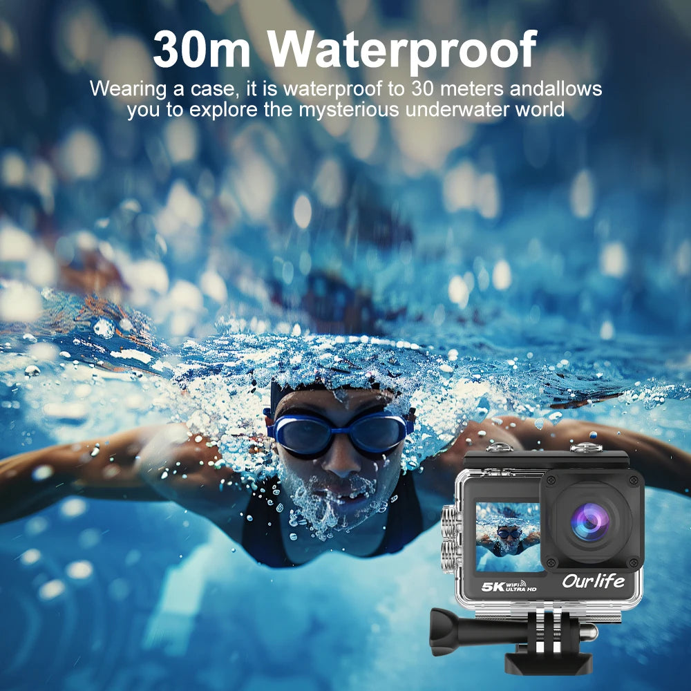 5K Action Camera – 30M Waterproof Sports Cam with Touch LCD by Snagg A Portable Camera